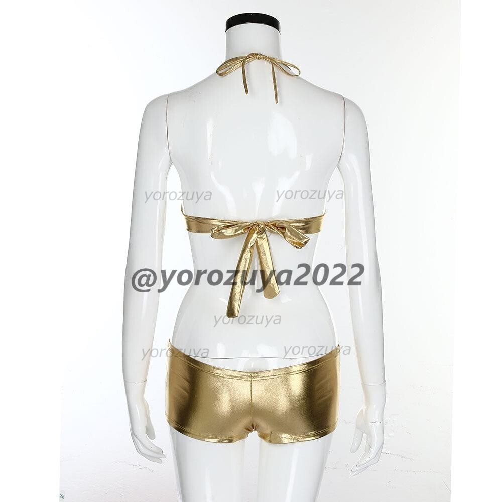 184-298-3 パフォーマンス メタル 上下セット【ゴールドXL】レディース 女性 コスプレ パテントレザー 衣装 セクシー ランジェリー .2拍卖