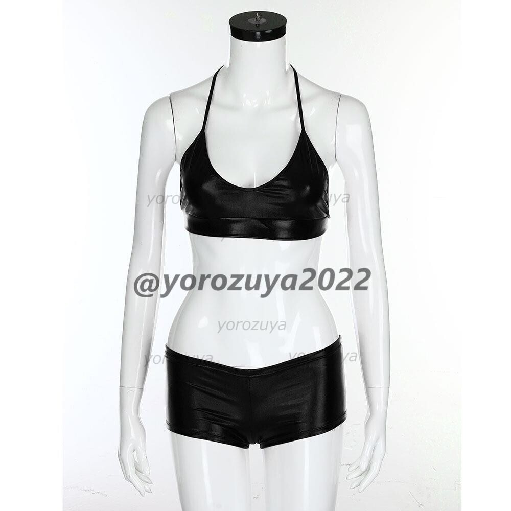 184-296-3 パフォーマンス メタル 上下セット【ブラックXL】レディース 女性 コスプレ パテントレザー 衣装 セクシー ランジェリー .2拍卖
