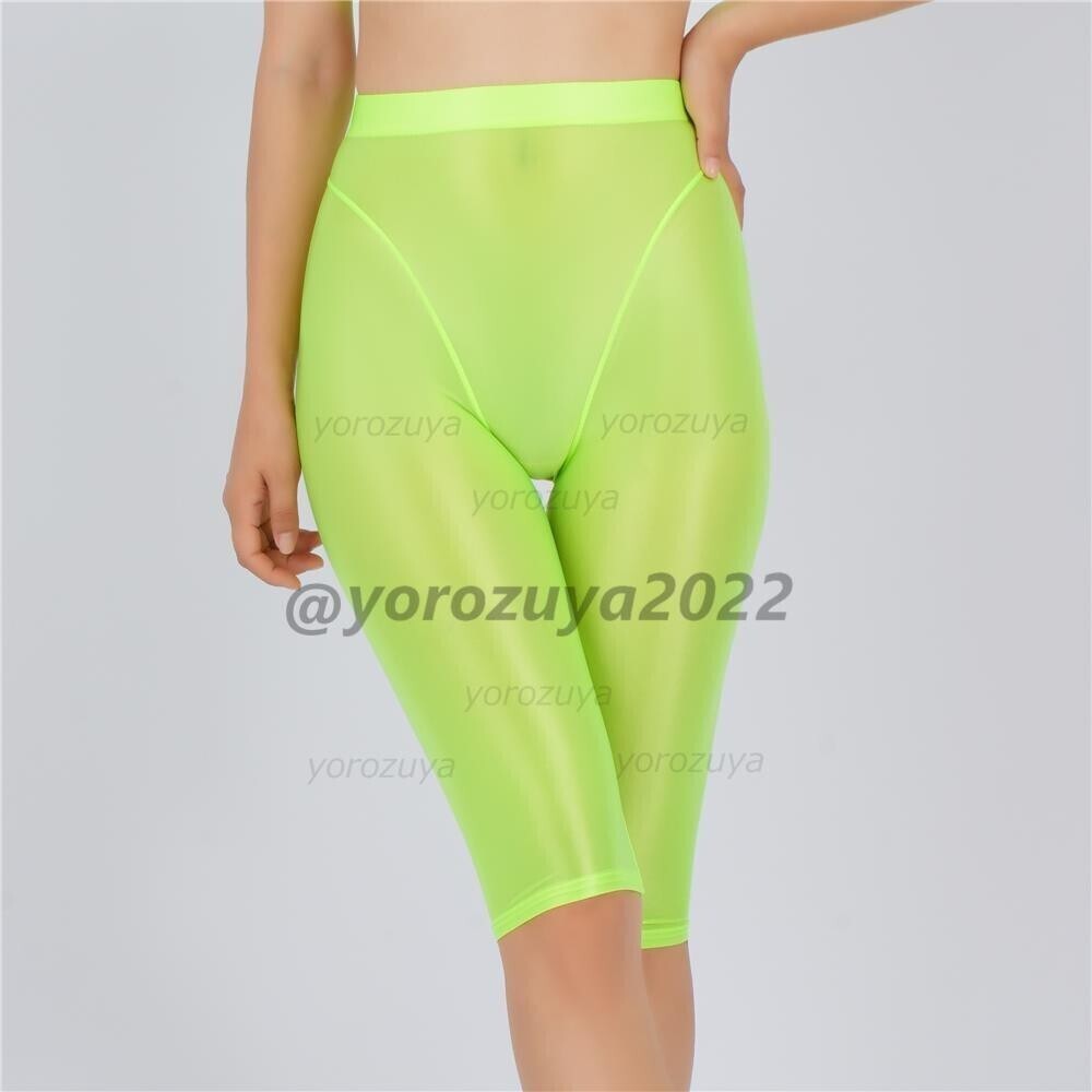 152-202-16 光沢 ツヤツヤ Vカット ロングスパッツ 【グリーンLサイズ】レディース 女性 下着 セクシー パンツ ショーツ ランジェリー.1拍卖