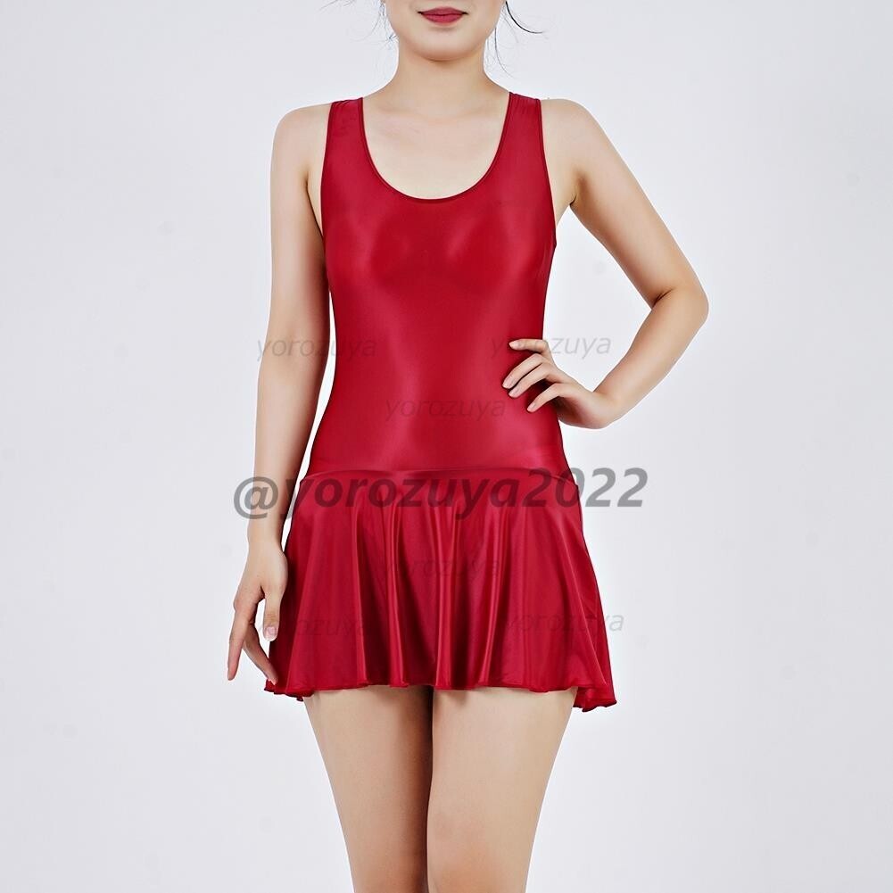 158-277-25 光沢 ツヤツヤ ピタピタ シルキー ドレス ワンピース【レッドXL】セクシー コスプレ エロ ランジェリー コスチューム .1拍卖