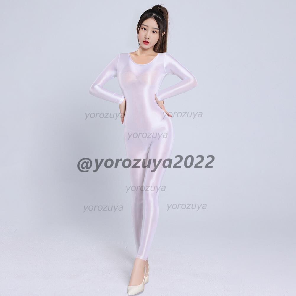 170-241-36 ツヤツヤ 光沢 全身 ジャンプスーツ ankleタイプ【ホワイトXLサイズ】セクシー コスプレ キャットスーツ レースクイーン.2拍卖