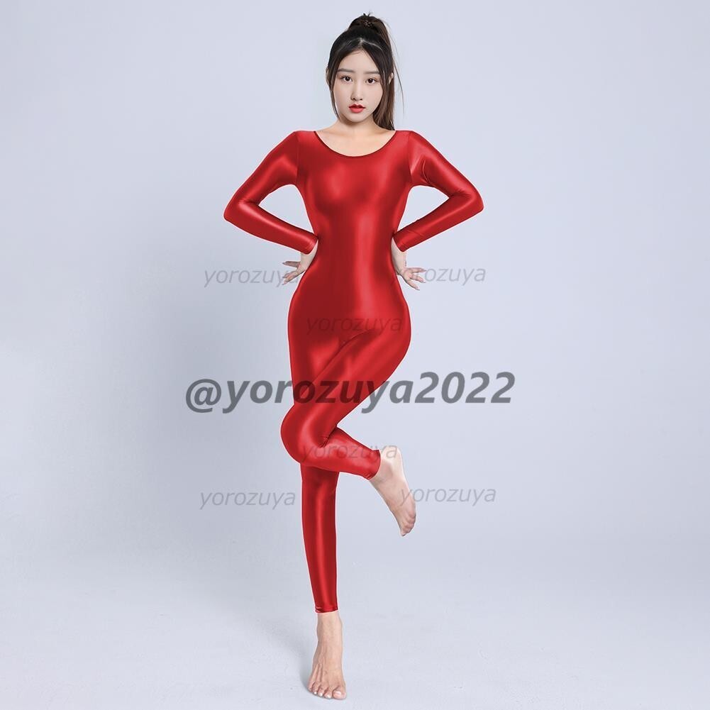 170-236-36 ツヤツヤ 光沢 全身 ジャンプスーツ ankleタイプ【レッドXLサイズ】セクシー コスプレ キャットスーツ レースクイーン.2拍卖