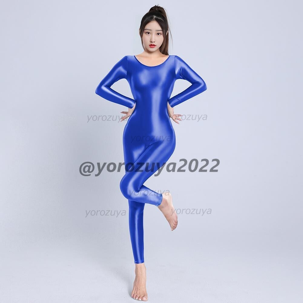 170-233-36 ツヤツヤ 光沢 全身 ジャンプスーツ ankleタイプ【ブルーXLサイズ】セクシー コスプレ キャットスーツ レースクイーン.2拍卖