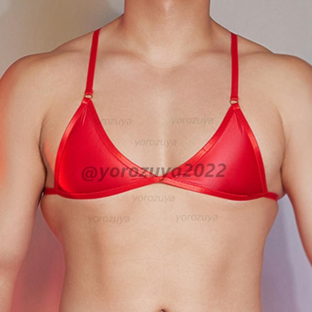 136-169-7 メンズ セクシー ランジェリー ブラジャー トップス【レッドF】男性 下着 エロ ゲイ コスプレ フェチ 女装 仮装 光沢 .1拍卖