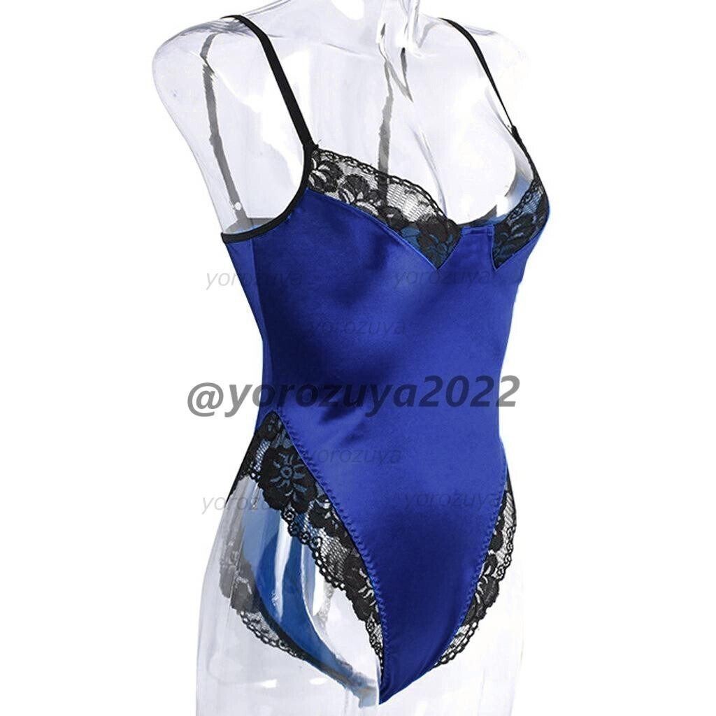 181-321-9 光沢 ランジェリー ボディスーツ【ネイビーXL】レディース 女性 ハイレグ セクシー コスプレ レオタード レースクイーン .1拍卖