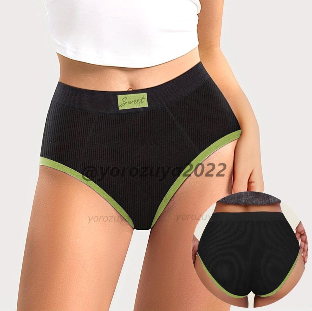 178-341-5 リブ ブリーフ ショーツ フルバック スポーティ【グリーンLサイズ】レディース 女性 下着 パンツ セクシー インナー パンツ .2拍卖