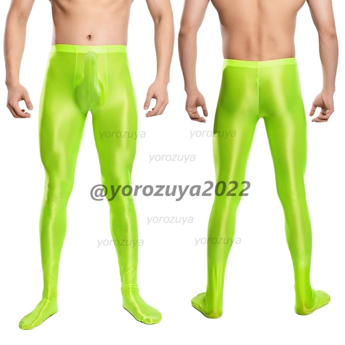 181-301-27 竿付き 光沢 艶々 10分丈 Toeタイプ レギンス【グリーンLサイズ】男性 メンズ 勃起パンツ ランジェリー ブリーフ ショーツ.2拍卖