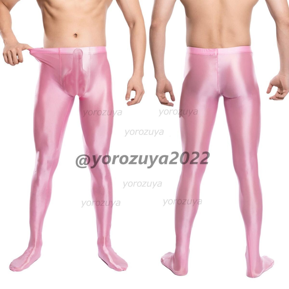 181-295-27 竿付き 光沢 艶々 10分丈 Toeタイプ レギンス【ピンクLサイズ】男性 メンズ 勃起パンツ ランジェリー ブリーフ ショーツ.2拍卖