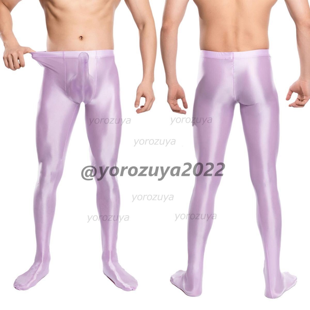 181-289-27 竿付き 光沢 艶々 10分丈 Toeタイプ レギンス【パープルLサイズ】男性 メンズ 勃起パンツ ランジェリー ブリーフ ショーツ.2拍卖