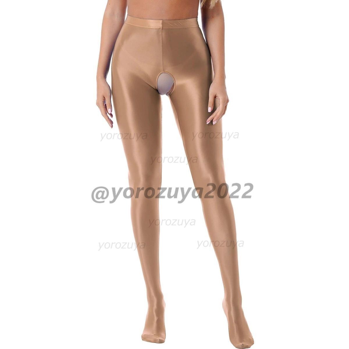117-364-20 光沢 オープンクロッチ ツヤツヤ レギンス パンツ 【ブラウンXLサイズ】レディース メンズ コスプレ セクシー スパッツ .2拍卖