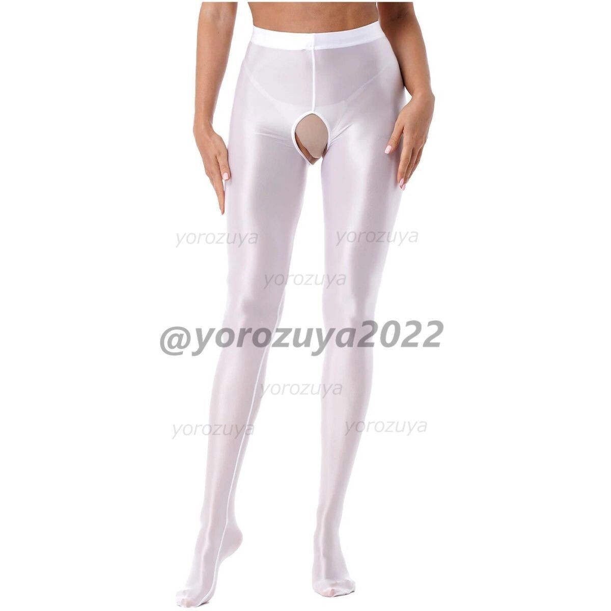 117-350-20 光沢 オープンクロッチ ツヤツヤ レギンス パンツ 【ホワイトXLサイズ】レディース メンズ コスプレ セクシー スパッツ .2拍卖