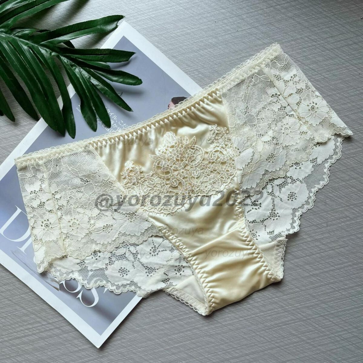 141-376-9 超絶おすすめ品 光沢 刺繍スパンコール レース ショーツ【ベージュXLサイズ】レディース 女性 勝負下着 パンツ ランジェリー.1拍卖