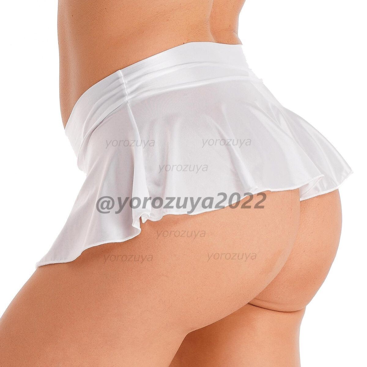 131-282-12 光沢 ツヤツヤ セクシー パンチラ ミニスカート【ホワイトL】レディース コスプレ エロ イベント 撮影会 コスチューム.1拍卖