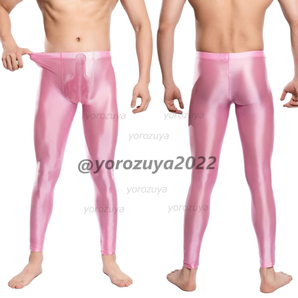 181-260-25 ツヤツヤ 光沢 サオ付き アンクル レギンス【ピンクXLサイズ】男性 メンズ 勃起パンツ ランジェリー ブリーフ ショーツ.2拍卖