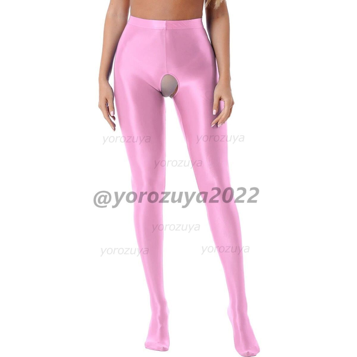117-359-20 光沢 オープンクロッチ ツヤツヤ レギンス パンツ 【ピンクLサイズ】レディース メンズ コスプレ セクシー スパッツ .1拍卖