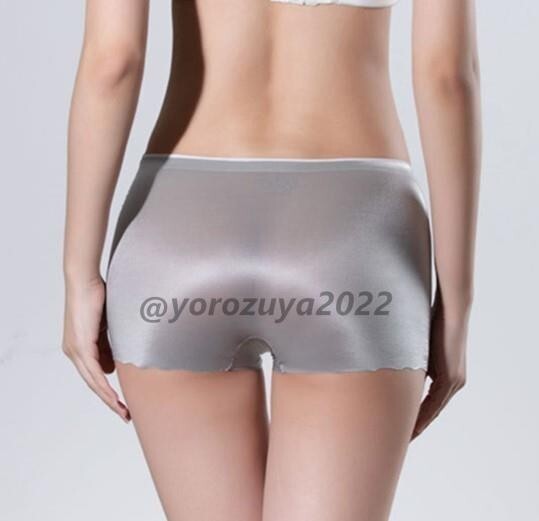 74-450-9 超ツヤツヤ 高品質 光沢 ボクサー シンプル ショーツ【ライトグレーXLサイズ】レディース 下着 人気 新品 パンツ ランジェリー.1拍卖