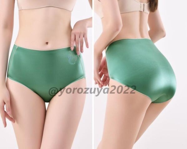 158-76-7 超ツヤツヤ光沢 フルバック ショーツ セクシー テカテカ【グリーンL】レディース 下着 大きいサイズ 新品 女性 パンティ.1拍卖