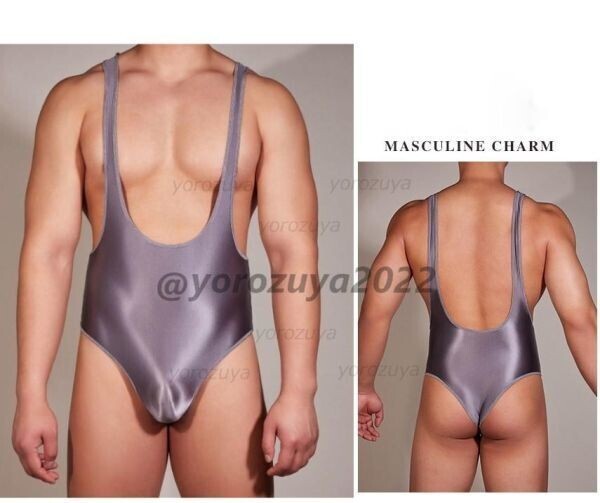 92-133-17 メンズ 艶々 光沢 超セクシー ジャンプスーツ Ver.6【グレーF】男性 エロ ツヤツヤ インナー 過激 ランジェリー コスプレ.2拍卖