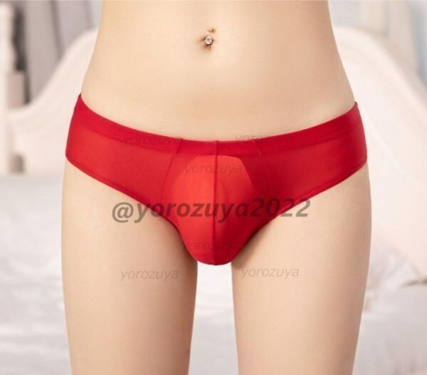 83-90-9 メンズ クリア シームレス ブリーフ【レッドFサイズ】メンズ 男性 光沢 エロ ランジェリー ショーツ セクシー コスプレ .3拍卖