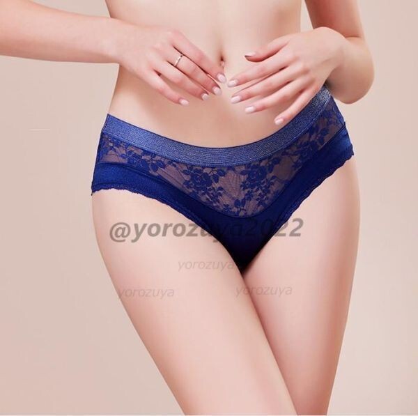 121-75-7 メタリック&光沢&レース セクシー 高艶感 ショーツ【ブルーXLサイズ】レディース 女性 下着 新品 パンツ ランジェリー.2拍卖