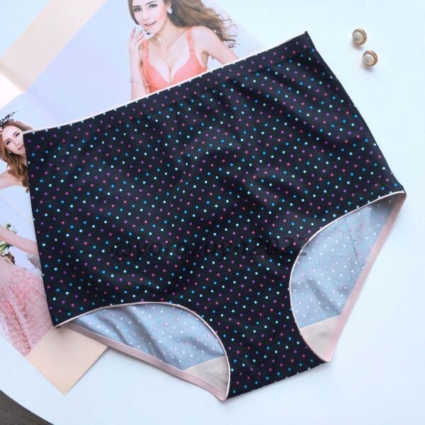 67-32-11 全面ツヤツヤ 光沢 サテン 高品質☆ テカリ ナイロンショーツ フルバック【カラフルドットXL】大きいサイズ レディース 下着 .1拍卖