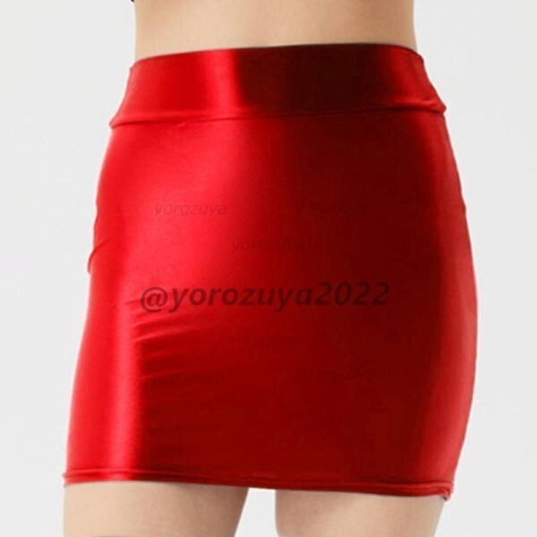 88-172-12 光沢 ツヤツヤ ミニスカート コスチューム 【レッドLサイズ】レディース イベント 過激 コスプレ スカート タイト .1拍卖