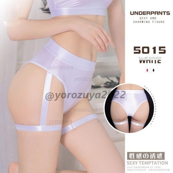 178-275-14 ガーター レッグリング 艶々パンティー【ホワイトFサイズ】レディース 光沢 エロ ランジェリー ショーツ セクシー コスプレ.2拍卖