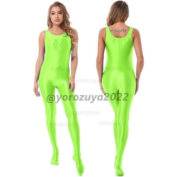 102-453-35 光沢 ツヤツヤ ジャンプスーツ コスチューム【グリーンXLサイズ】セクシー ボディスーツ コスプレ イベント レースクイーン.2拍卖