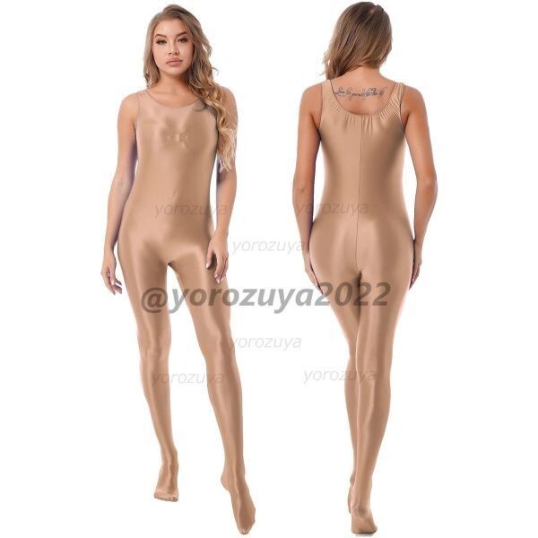 102-449-35 光沢 ツヤツヤ ジャンプスーツ コスチューム【ブラウンXLサイズ】セクシー ボディスーツ コスプレ イベント レースクイーン.2拍卖