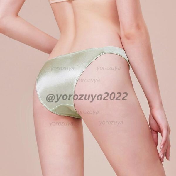 83-48-6 メタリック サテン シンプル 光沢 ブリーフ パンティ キラキラ付【グリーンXLサイズ】レディース 可愛い ショーツ パンティ.2拍卖