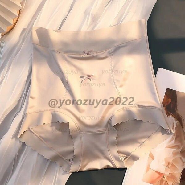 117-93-8 ツヤツヤ 光沢 アイスシルク ハイウエスト ショーツ【シルバーXLサイズ】レディース 女性 セクシー 下着 パンツ ランジェリー.2拍卖