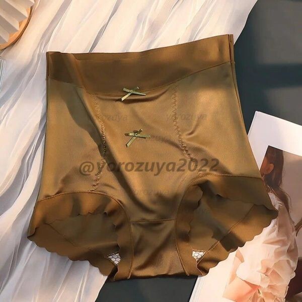 117-91-8 ツヤツヤ 光沢 アイスシルク ハイウエスト ショーツ【グリーンXLサイズ】レディース 女性 セクシー 下着 パンツ ランジェリー.2拍卖