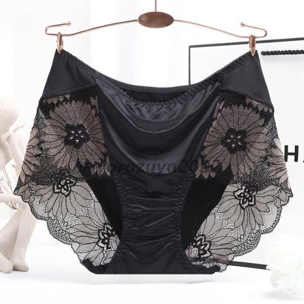 88-100-10 エレガントなレース 光沢 ショーツ 超セクシー☆【ブラックLサイズ】レディース 下着 パンツ 女性 ランジェリー インナー.2拍卖