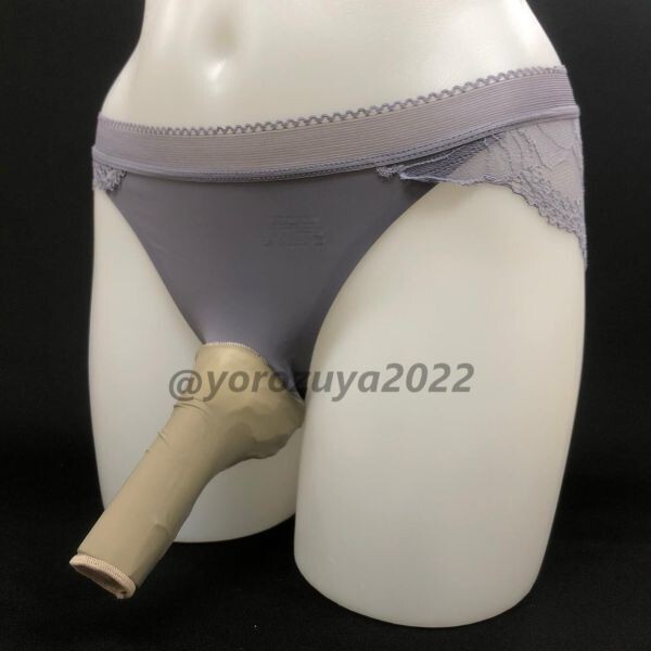 64-445-8 実写です☆ サラサラ アイスシルク 竿付き バックレース 先端穴空き【グレーL】伸縮性あり◎ メンズ 男性 下着 男の娘 ゲイ.1拍卖