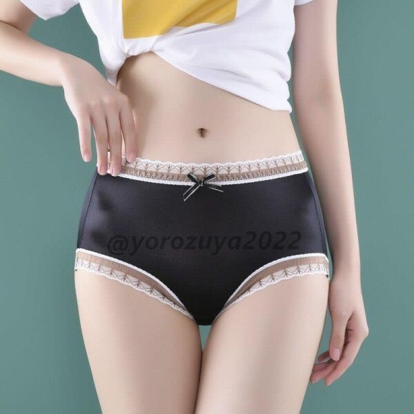 64-497-6 フル光沢サテン テカテカツヤツヤ セクシー ショーツ【ブラックL】レディース 下着 パンティ 大きいサイズ ランジェリー.1拍卖