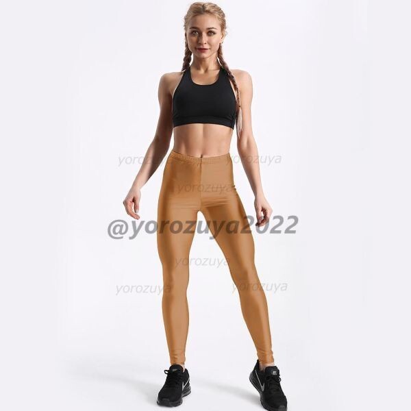 78-82-10 カラー ツヤツヤ 光沢 レギンス スパッツ スキニーフィット【カラーNo82Fサイズ】レディース ピタピタ パンツ ヨガ ジャージ.1拍卖