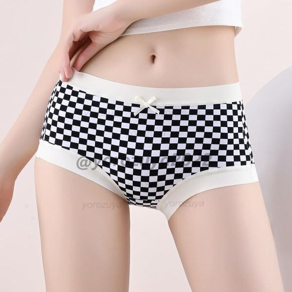 121-519-6 オシャレプリント アイスシルク ブリーフ ショーツ【ブロックXLサイズ】レディース 下着 女性 新品 パンティー インナー .2拍卖