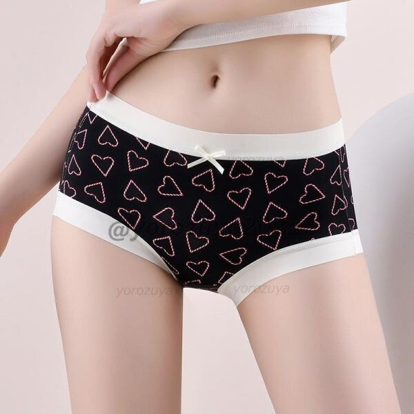 121-511-6 オシャレプリント アイスシルク ブリーフ ショーツ【ハートXLサイズ】レディース 下着 女性 新品 パンティー インナー .2拍卖