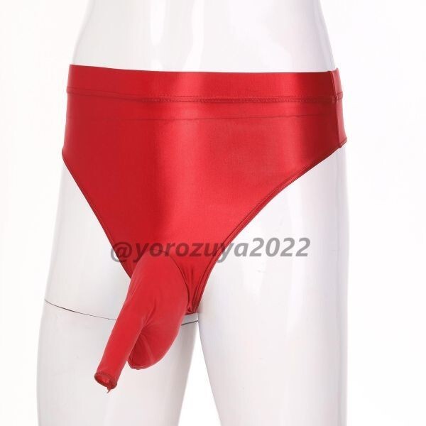 67-323-15 ツヤツヤ 光沢 サオ付きタイプ ハイウエスト セクシー ショーツ【レッドXL】レディース メンズ 下着 パンツ 男の娘 ゲイ.2拍卖
