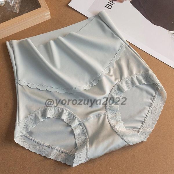 60-159-9 極薄 ハイウエスト 光沢ショーツ サテン ツヤツヤ 【グレブルLサイズ】レディース メンズ 下着 大きいサイズ パンツ セクシー.2拍卖