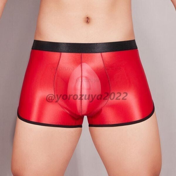 126-283-12 メンズ 激モテ 透かし光沢 ボクサーパンツ【レッドF】男性 エロ セクシー ショーツ ランジェリー アンダーウェア ゲイ .1拍卖