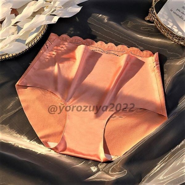 60-192-8 高品質 極薄 光沢 アイスシルクショーツ サテン ツヤツヤ テカテカ【サーモンPXLサイズ】レディース 下着 パンティ セクシー.1拍卖