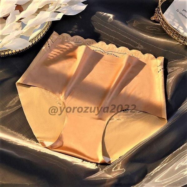 60-184-8 高品質 極薄 光沢 アイスシルクショーツ サテン ツヤツヤ テカテカ【ゴールドXLサイズ】レディース 下着 パンティ セクシー .1拍卖