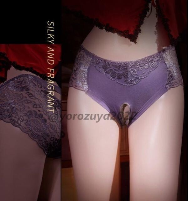 59-349-7 セクシー オープンクロッチ レース パンティ【グレーLサイズ】メンズ レディース 下着 ショーツ 大きいサイズ エロ 過激 .2拍卖