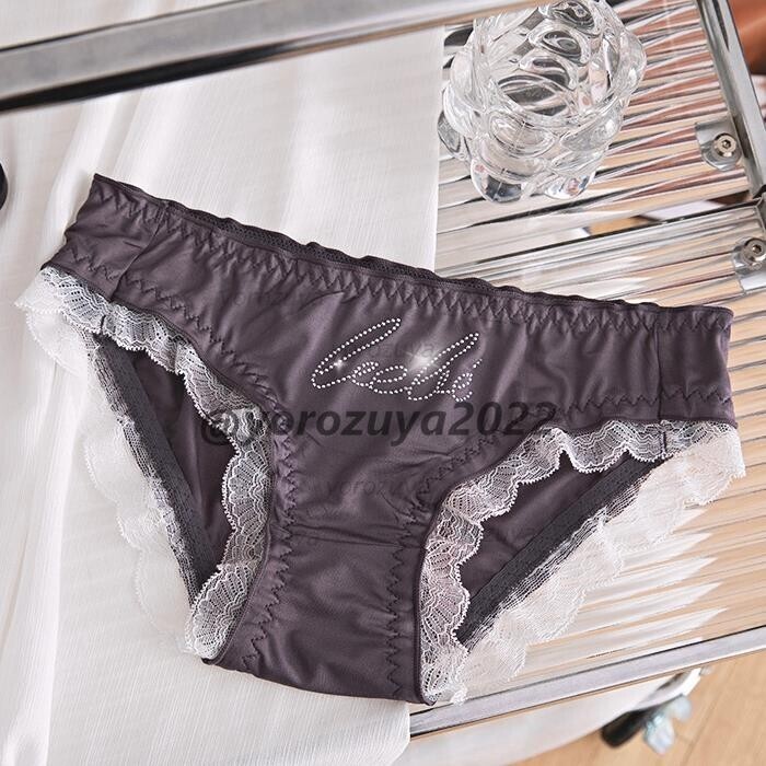 184-155-7 セクシー キラキラ デコ クリスタル ブリーフ ショーツ【グレーLサイズ】レディース 下着 パンツ インナー ランジェリー.1拍卖
