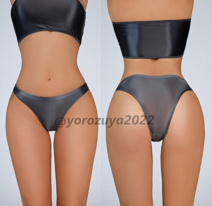 175-286-8 光沢 ツヤツヤ ビキニ ショーツ ハーフバック【グレーL】レディース 下着 パンツ セクシー ブラジリアン ランジェリー.4拍卖