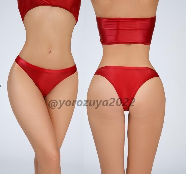 175-277-8 光沢 ツヤツヤ ビキニ ショーツ ハーフバック【レッドL】レディース 下着 パンツ セクシー ブラジリアン ランジェリー.4拍卖