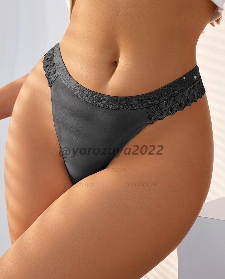 158-360-7 セクシー ラメゴムベルト アイスシルク Tバック ショーツ【ブラックXL】レディース 女性 下着 エロ パンティー ランジェリー.1拍卖