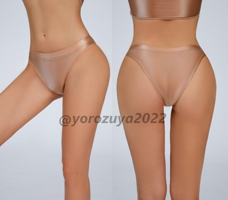 175-295-8 光沢 ツヤツヤ ビキニ ショーツ ハーフバック【ブラウンL】レディース 下着 パンツ セクシー ブラジリアン ランジェリー.3拍卖