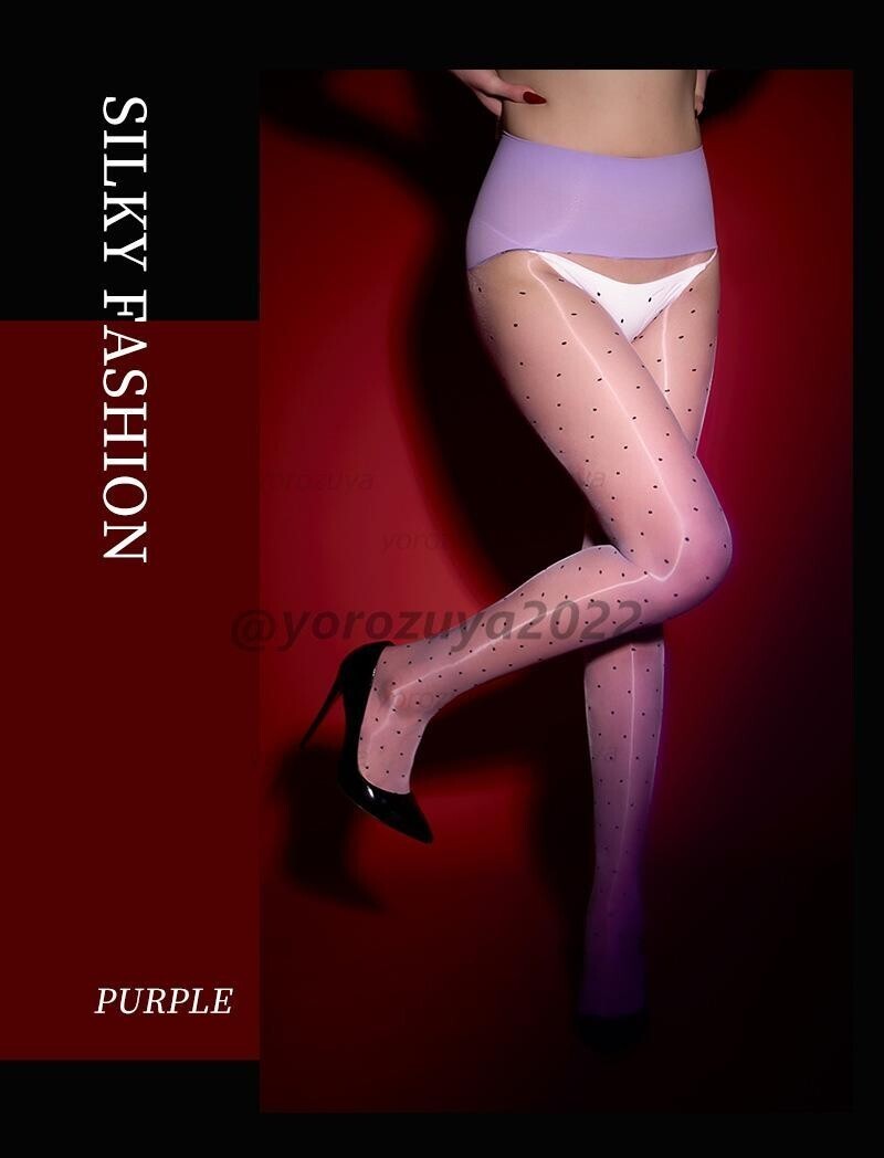 152-293-14 光沢シルキー 水玉 ドット柄 オーロラストッキング【パープルF】レディース 女性 セクシー エロ タイツ コスプレ パンスト .1拍卖